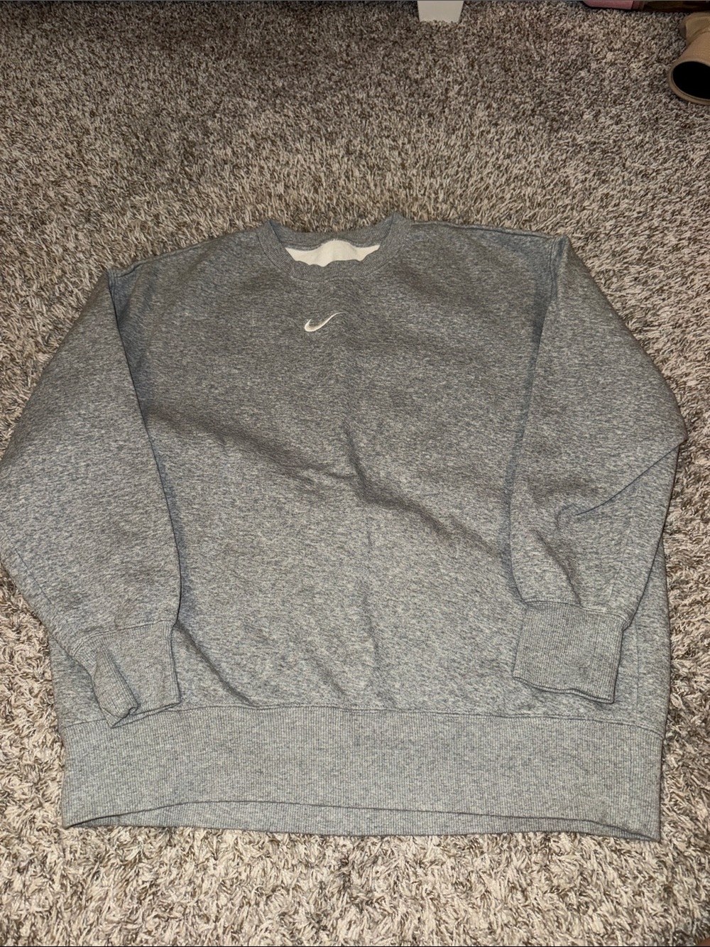 Nike Solo Swoosh Fleece Crew Gray Crewneck Sweatshirt